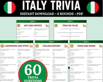 Italy Trivia Game | Italian Travel Quiz | Fun Italy Facts Game | Italian Culture Trivia | Explore Italy Quiz | Printable Country Quiz