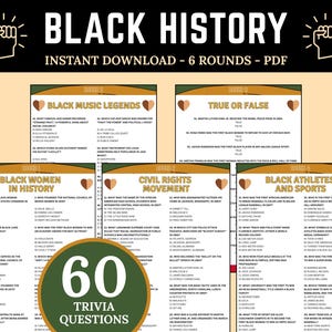 Black History Month Trivia Game | African American History Quiz | Black Culture Game | Black History Trivia Questions | Instant Download