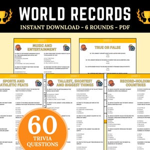 World Records Trivia | 60 Trivia Question for Family Trivia Game | Trivia for Adults & Kids | Educational Trivia Game | Quiz for All Ages