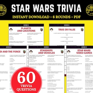 Star Wars Trivia Game | Star Wars Trivia Questions Printable | Star Wars Party Game | Trivia for Movie Night | Sci-fiction Trivia Quiz