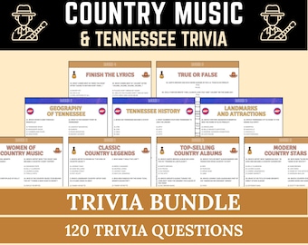Quiz sur la musique country et le Tennessee, questions-questions imprimables sur les États-Unis, jeu de finitions avec paroles, jeux américains, quiz amusant américain