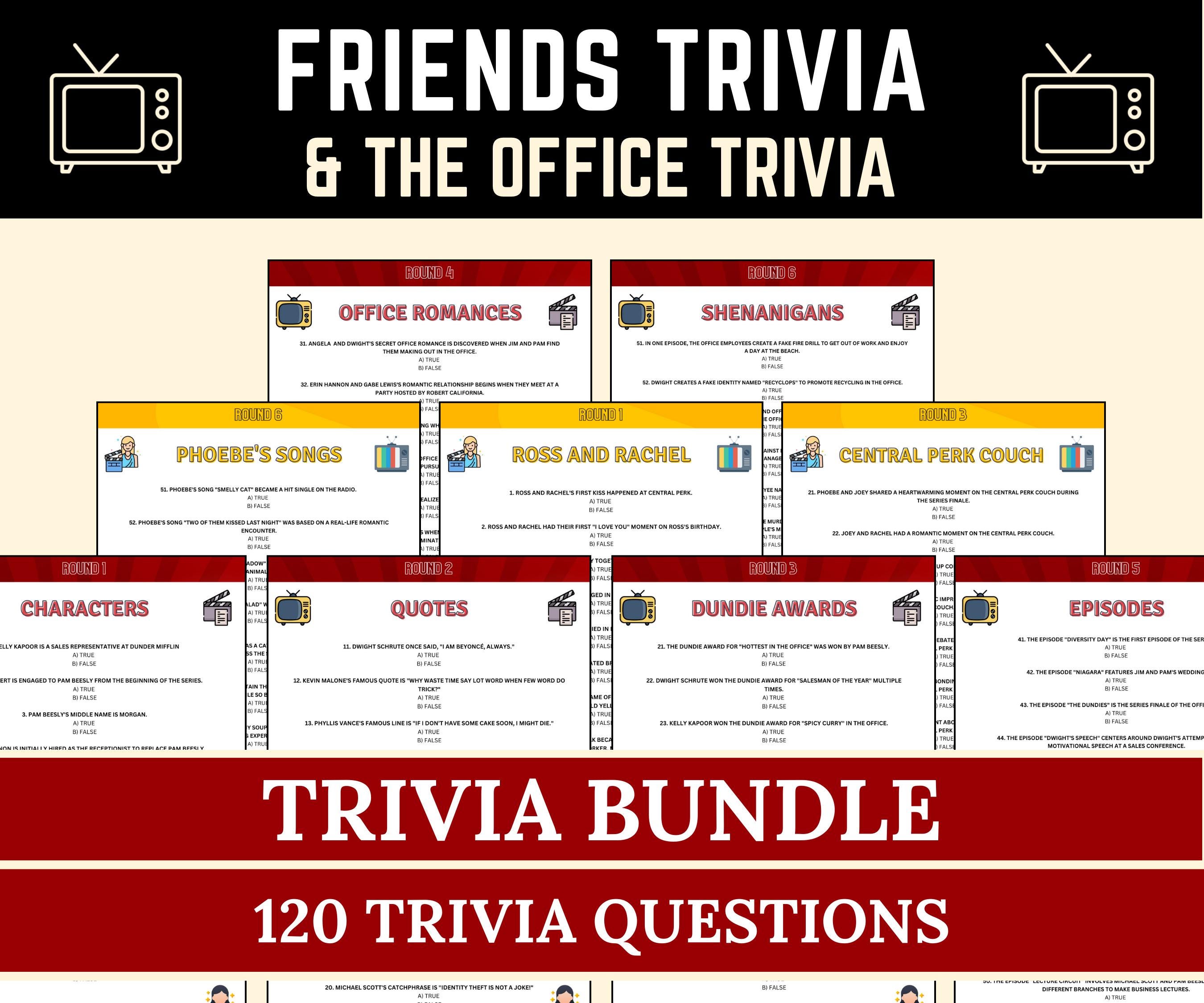 Sitcom Trivia Game Bundle Printable | Friends Trivia & the Office ...