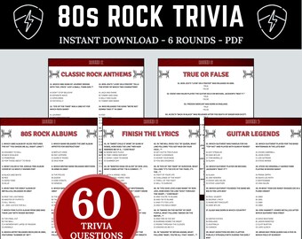 Juego de trivia sobre música rock de los 80 / Juego de trivia sobre música de los 80 / Juego para completar la letra / Cuestionario de rock clásico / Trivia musical de los 80 / Regreso a los 80