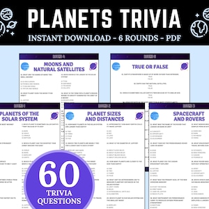Planets Trivia Game | Printable Solar System Planets Questions | Galaxy Trivia Party Games | Educational Classroom Activity | Fun Space Quiz