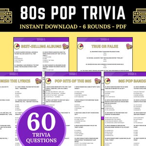 1980s Pop Music Trivia | 80s Music Trivia Quiz | 1980s Pop Hits Challenge | Pop Culture Quiz | Music Trivia Game Night | Back to the 80s
