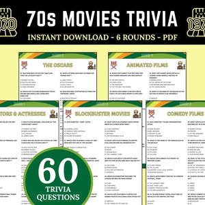 70s Movies Trivia | The 70s Theme Party Game | Decades Trivia | Family Movie Night | 1970s Quiz Questions | Fun Senior Citizen Activities