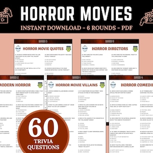 Horror Movies Trivia | Horror Movie Trivia Game | Printable Halloween Game | Scary Movie Trivia Quiz | Test Your Horror Movies Knowledge
