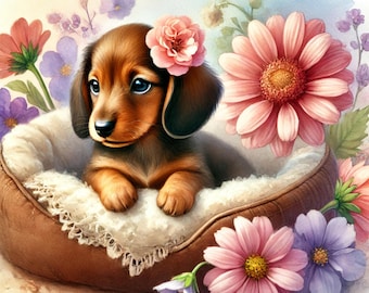Multiple Dog Breed Watercolor Prints – Rottweiler, Dachshund, Poodle, Cavalier, and Pug Art