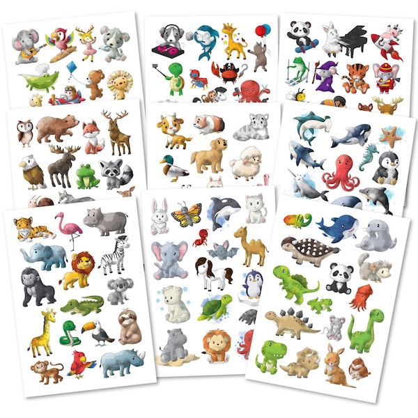 TOPULO® 150 tatouages pour enfants doux pour la peau - plaisir animalier