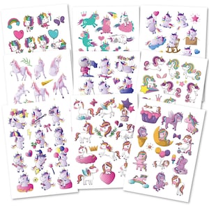 TOPULO® 150 tatuajes infantiles respetuosos con la piel - la magia del unicornio