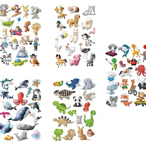 TOPULO® 80+ hautschonende Kindertattoos – Tier-Tattoos in kräftigen Farben