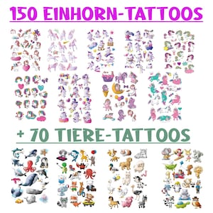 TOPULO® 220+ Tatuaggi per Bambini - Mix Colorato - Tatuaggi Temporanei di Animali e Unicorni per Bambini
