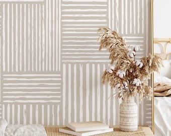 Custom Order - Abstract Wallpaper, Straight Lines Wallpaper, Removable Wallpaper, Modern Home Decor, Beige Wallpaper - 1635