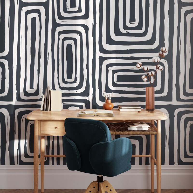 Geometric Wall Mural - Etsy - Geometric Wall Mural Designs
