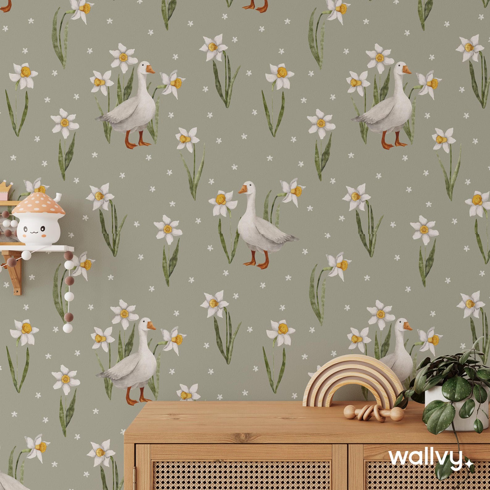 Farmhouse Goose Kids Wallpaper, Cute Peel and Stick Nursery Wall Decor ...