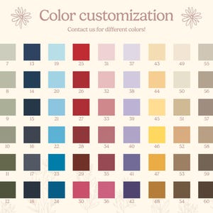 Peut inclure: Un nuancier avec 66 &eacute;chantillons de couleurs diff&eacute;rentes. Chaque &eacute;chantillon est num&eacute;rot&eacute; de 1 &agrave; 66. Le nuancier est intitul&eacute; "Personnalisation des couleurs" et "Contactez-nous pour diff&eacute;rentes couleurs !"