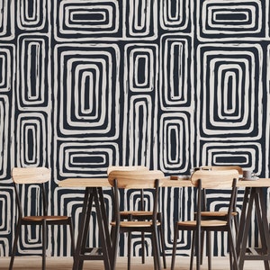 Abstract Wallpaper, Modern Home Decor, Abstract Wall Art, Neutral Tones Wall Art, Geometric Wall Mural, Peel and Stick Wallpaper 1617 imagem 2