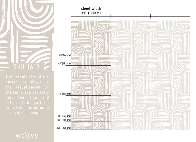 Carta da parati astratta stacca e incolla, carta da parati rimovibile, arredamento moderno per la casa, carta da parati beige, motivo geometrico, carta da parati in vinile 1619 immagine 5