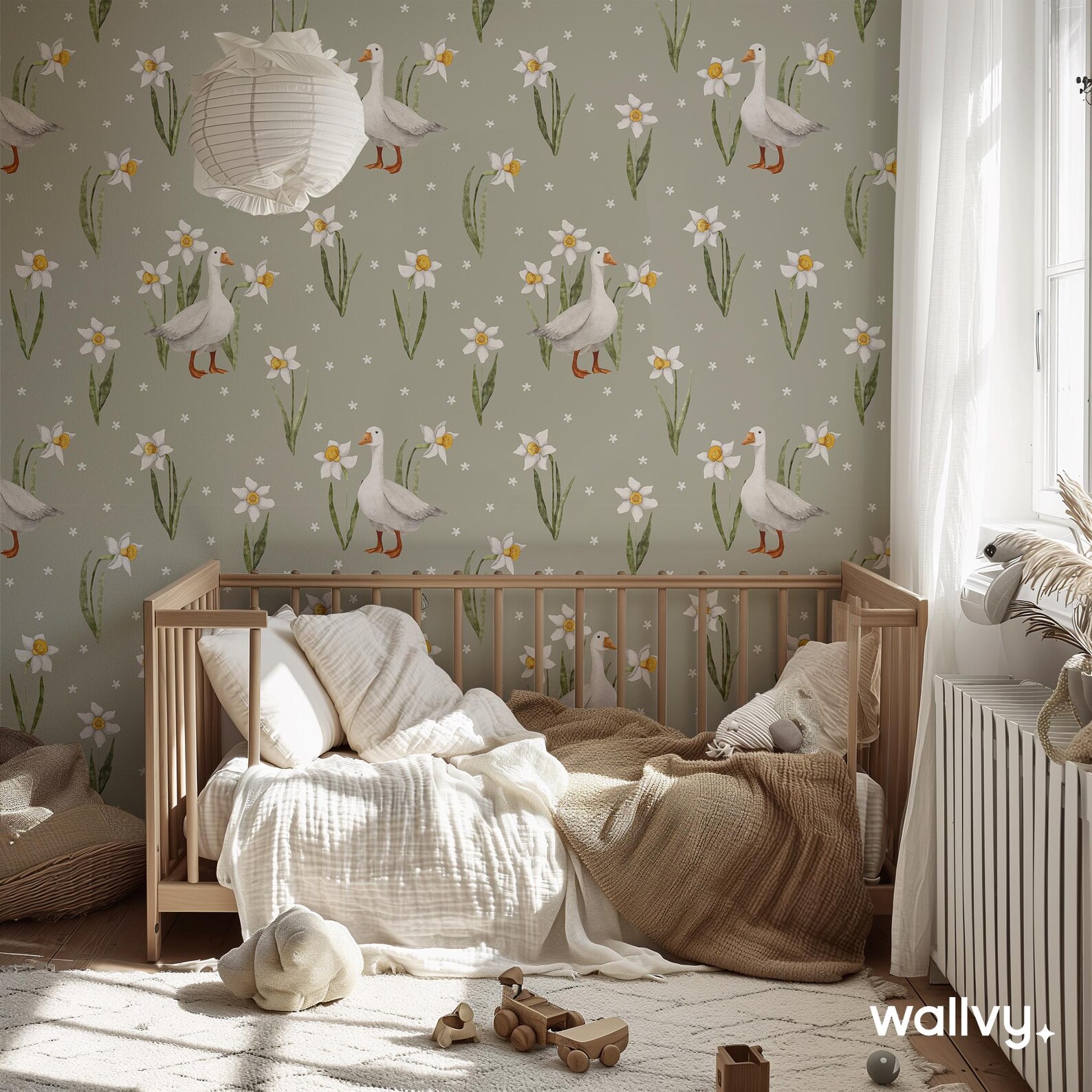 Farmhouse Goose Kids Wallpaper, Cute Peel and Stick Nursery Wall Decor ...