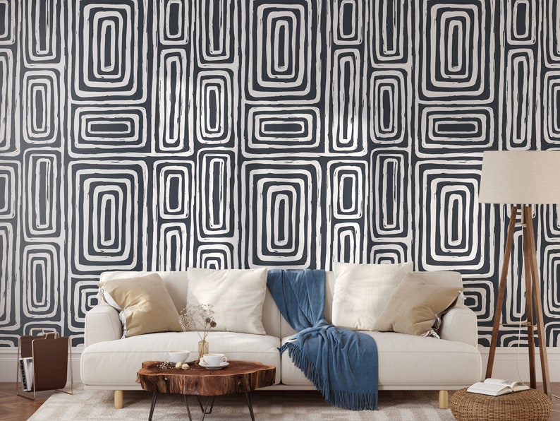 Abstract Wallpaper, Modern Home Decor, Abstract Wall Art, Neutral Tones Wall Art, Geometric Wall Mural, Peel and Stick Wallpaper 1617 imagem 3