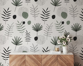 Scandinavian Nature Wall Art, Botanical Wallpaper, Green Leaves, Moody Wallpaper, Wall Art, Scandinavian Home Decor, Vintage Wall Art  - 561