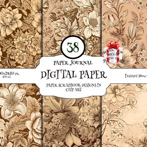 Digital Download paper: Floral Paper Pack for Junk Journals, Scrapbooking, and Vintage Collage Sheets. Rose-themed Printable Goodness