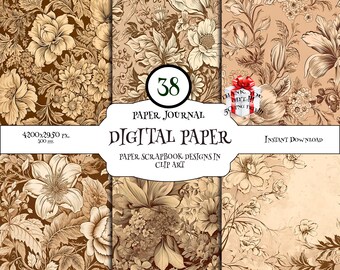 Floral Digital Paper Pack: Rose Vintage Collage Sheets (Digital Download)