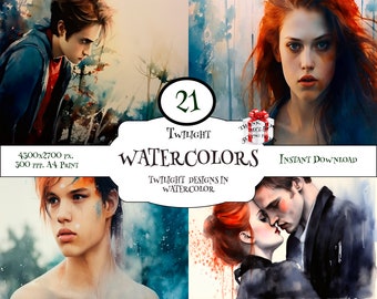 Twilight Saga Watercolor Prints: Movie Art, Scrapbook, Journal (Digital Download)