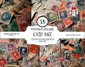 Vintage Travel Stamps: A4 Printable Ephemera (Digital Download)