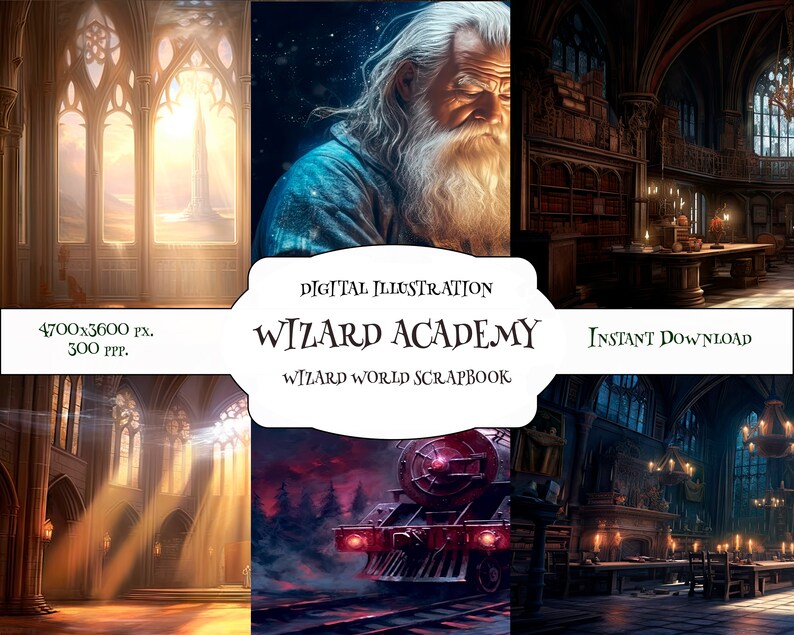 Wizard Digital Paper, Magic School Paper, Wizard Academy Paper, Wizard