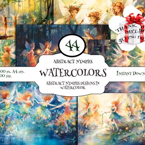 44 Digital Download Fairy Garden Illustrations, Nymph Magic & Witch Digital Papers for Scrapbooking, Fairy Printable Clipart, Journals