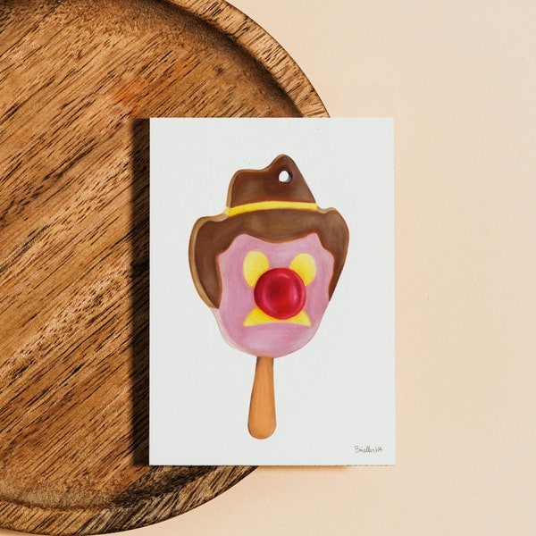 Hand-drawn Bubble O' Bill Ice Cream - Oil Pastel Fine Art Print