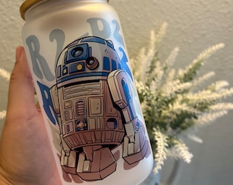 Glass cup | bamboo lid | gifts for her | 16oz| Chewy | Chewbacca | Vader | Droids | gifts for him |