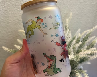 Glass cup | Bamboo lid | 16 oz | Tinkerbell cup | cup | Tink | Neverland | Gifts for her | Gifts for him |