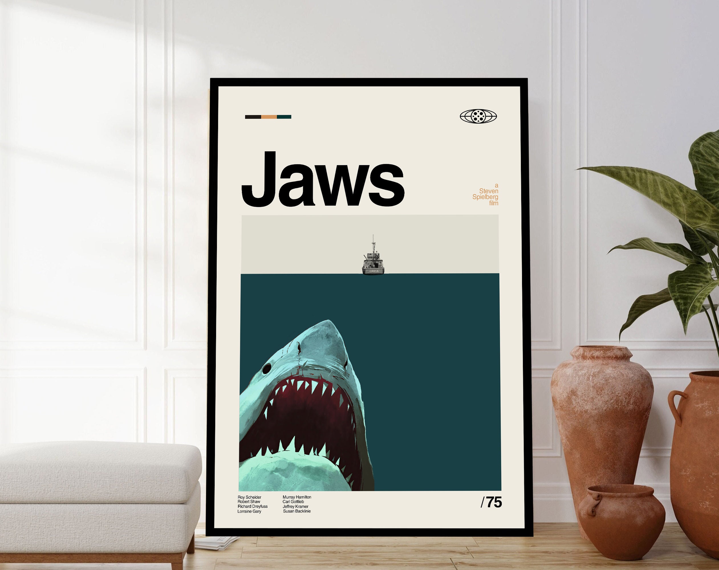 Discover JAWS Poster, Jaws Movie Poster, Retro Movie Poster, Abstract Premium Matte Vertical Poster