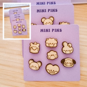 BT21 Wooden Mini Pins: Character for Jackets, Backpacks (2cm)