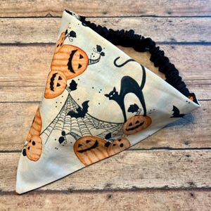 Reversible Scrunchie Dog Bandana-Happy Pumpkins