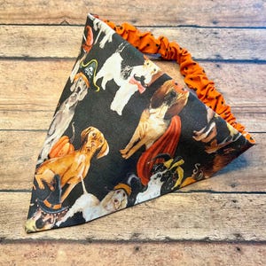 Reversible Scrunchie Dog Bandana- Halloween Dogs