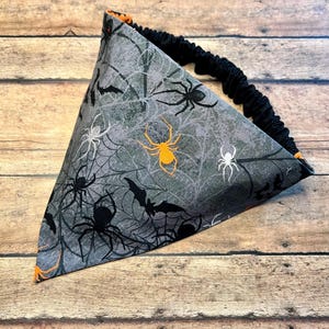 REVERSIBLE Scrunchie Dog Bandana- Spiders and Bats