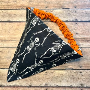 Halloween Ghosts and Skeletons Reversible Scrunchy Dog Bandana