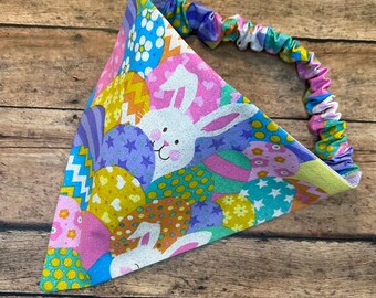 Bunny Hop - Easter Reversible Scrunchie Dog Bandana (glitter on multi color side)