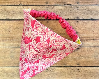 Pretty in Pink and Daisies -Reversible Scrunchie Dog Bandana