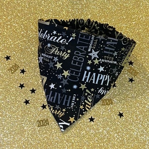 New Years Celebration Reversible Scrunchie Dog Bandana