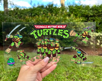 Film de protection UV DTF 16 oz Turtle ninjas, impression DOUBLE face !!! Prêt à poser, waterproof