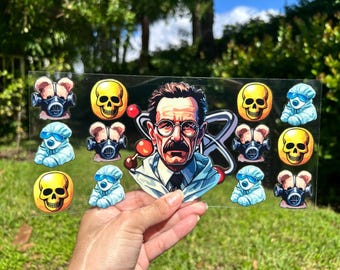 Dessins animés pour adultes, films pour gobelets inspirés du film UV DTF 16 oz, impression DOUBLE face !!! Prêt à poser, waterproof