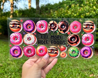 Bonbons, desserts, vermicelles, beignets Film de protection UV DTF 16 oz, impression DOUBLE face !!! Prêt à poser, waterproof