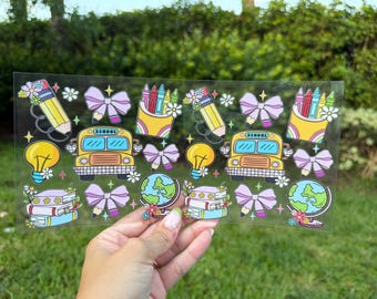 1. Remerciements aux enseignants - Décoration pour gobelet de 473 ml (16 oz) avec film protecteur UV, impression recto verso ! Prêt à l'emploi et imperméable.