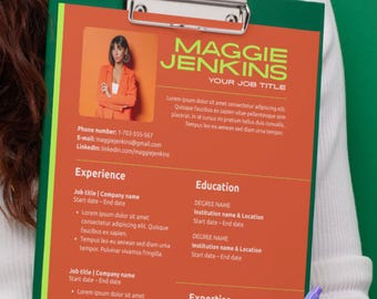Resume template Canva, Simple 1 page resume + 2 page resume, Creative CV with photo, without a photo, Professional editable resume