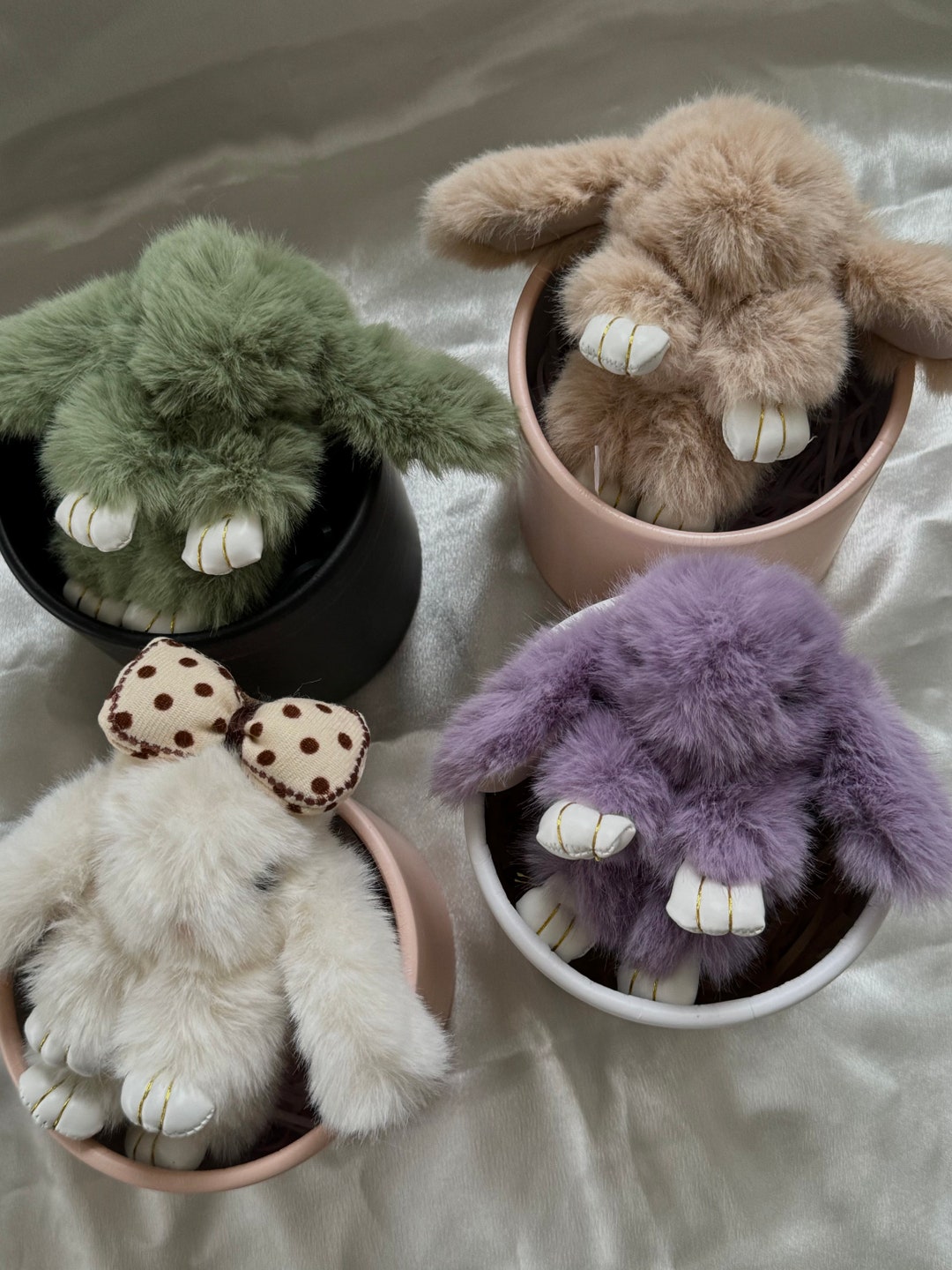 Shy Rabbit Eternal Flower ,cute Flower Pearl Chain Bag Accessory,woolen ...