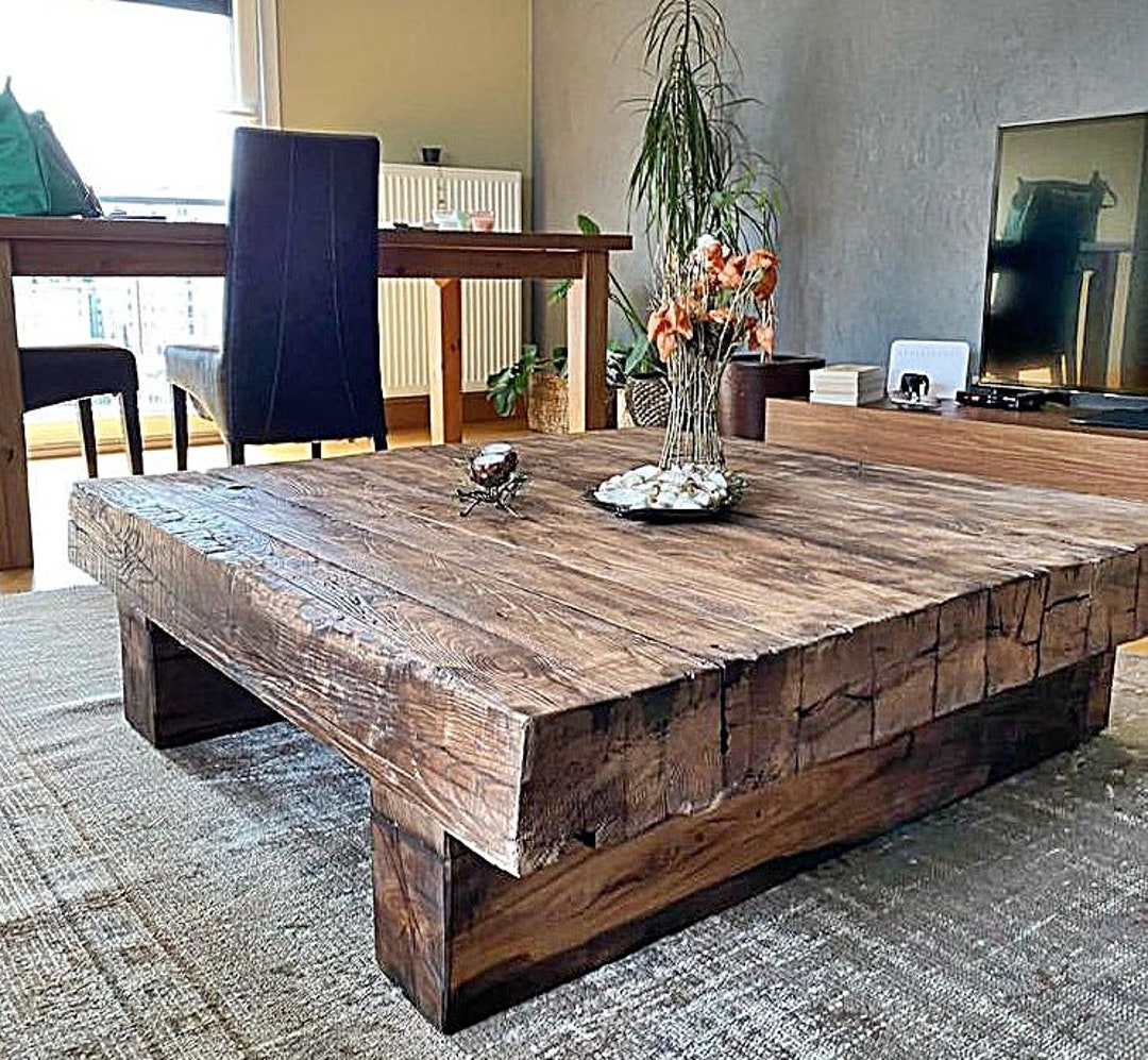 Rustic Wooden Coffee Table,sofa Table, Live Edge Coffee Table, Mid